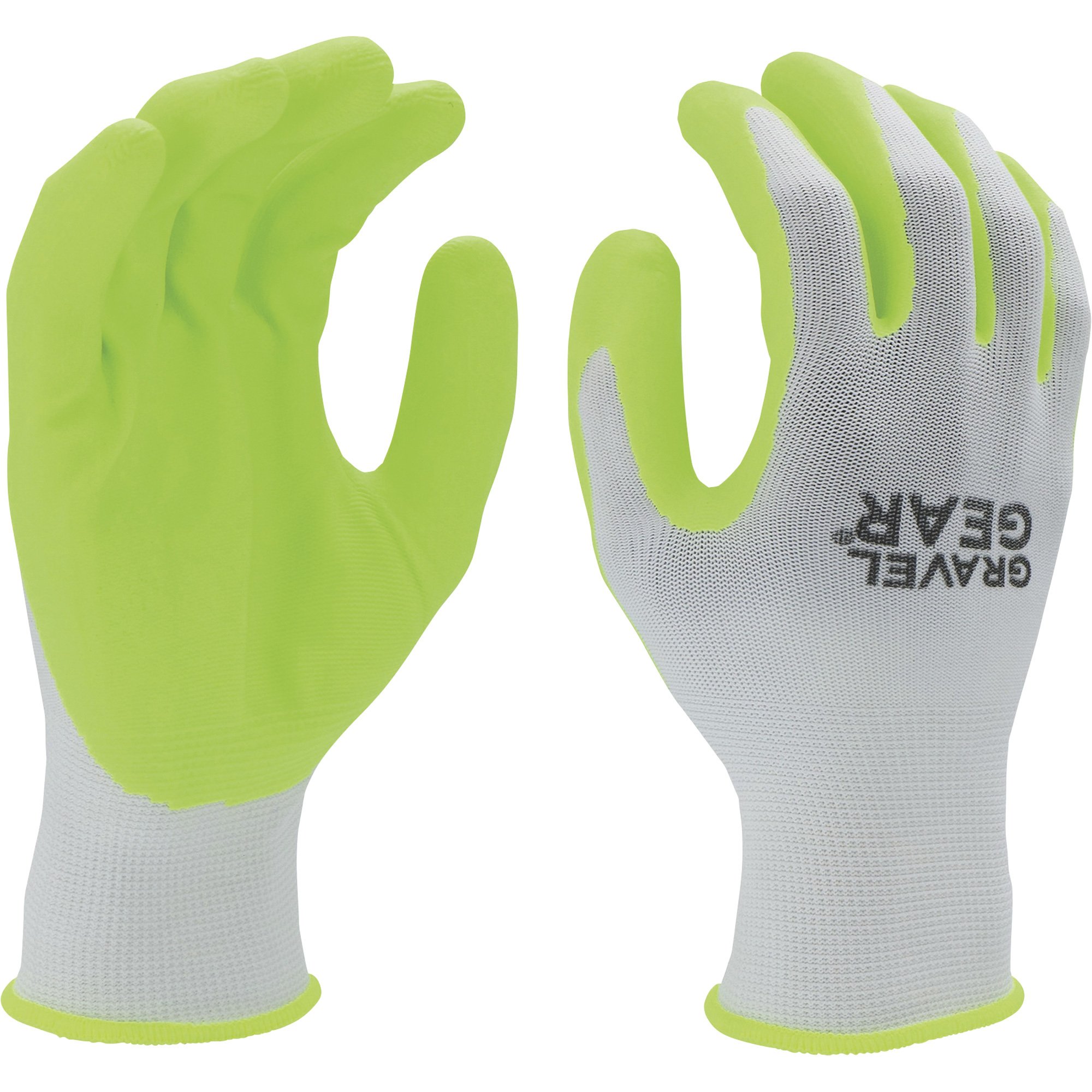 Gravel Gear Foam Nitrile Grip Gloves — White/Green, Model# 37184GG